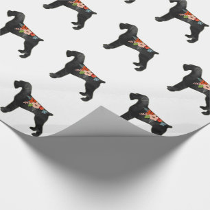 Giant Schnauzer Dog NC Boho Floral Silhouette Wrapping Paper
