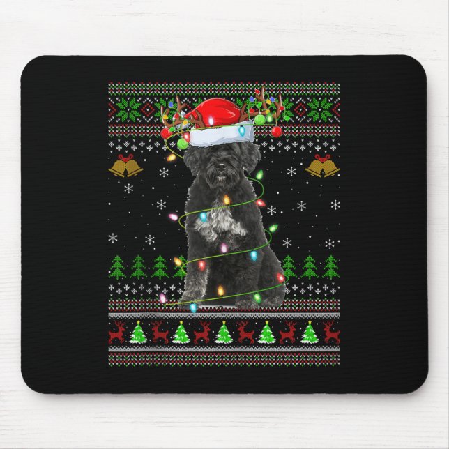Giant Schnauzer Dog Ugly Christmas Sweaters Holida Mouse Pad (Front)