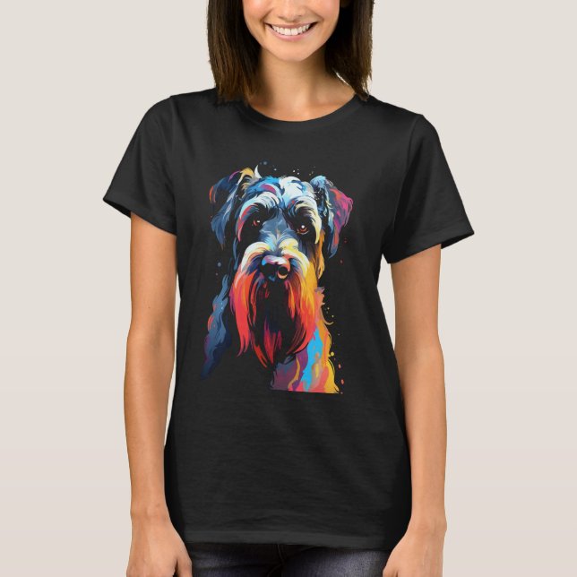 Giant schnauzer dog walking pet fan T-Shirt (Front)