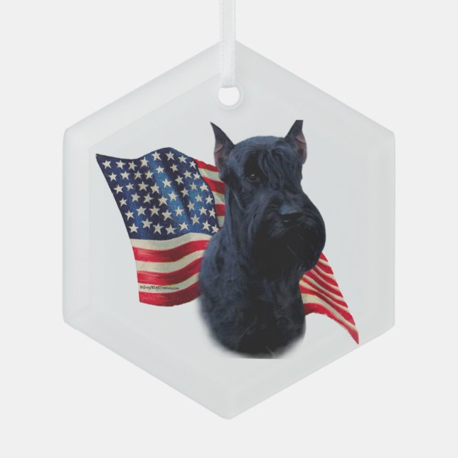 Giant Schnauzer Flag Glass Tree Decoration (Front)