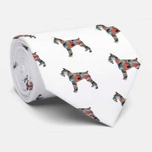 Giant Schnauzer Geometric Pattern Silhouette Tie