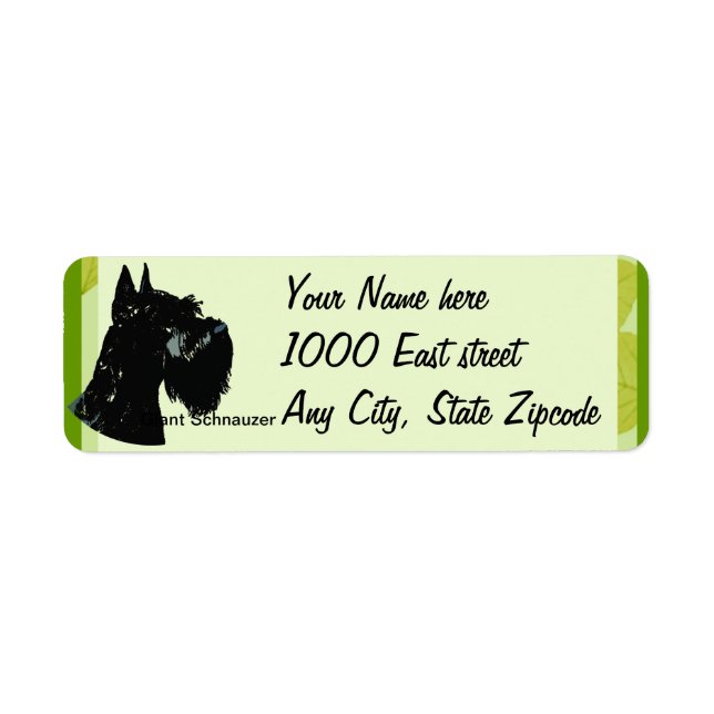 Giant Schnauzer ~ Green Leaves Design Return Address Label (Front)