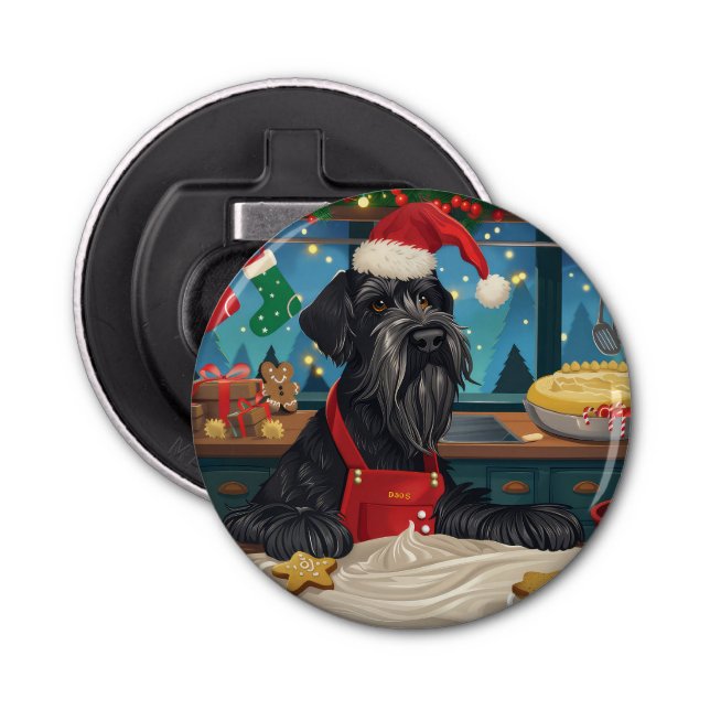 Giant Schnauzer Holiday Baking: Festive Christmas Bottle Opener (Front)