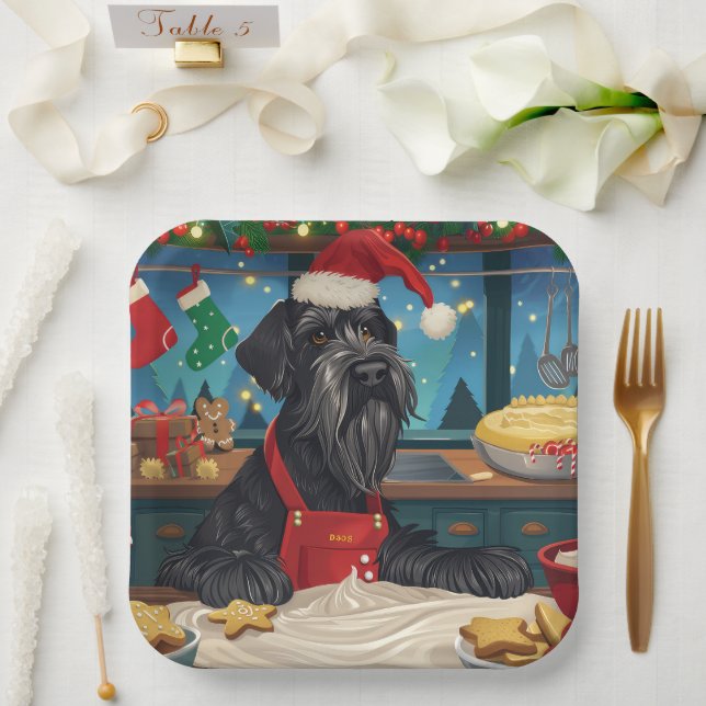 Giant Schnauzer Holiday Baking: Festive Christmas Paper Plate (Wedding)
