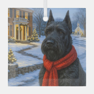 Giant Schnauzer Holiday  Glass Tree Decoration