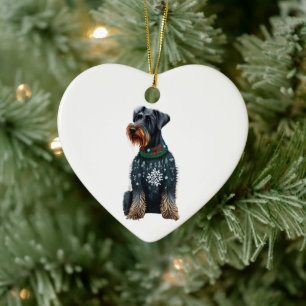 Giant Schnauzer in Christmas Sweater Ceramic Ornament