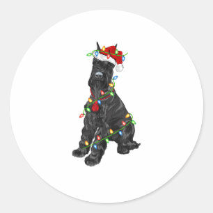 Giant Schnauzer Lover Xmas Santa Giant Schnauzer C Classic Round Sticker