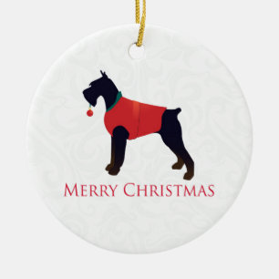 Giant Schnauzer Merry Christmas Design Ceramic Ornament