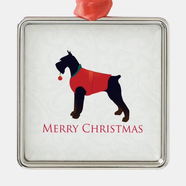 Giant Schnauzer Merry Christmas Design Metal Ornament (Front)