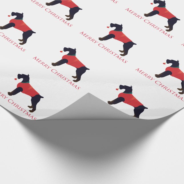 Giant Schnauzer Merry Christmas Design Wrapping Paper (Corner)