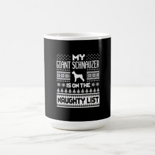 giant schnauzer on naughty list dog ugly christmas coffee mug