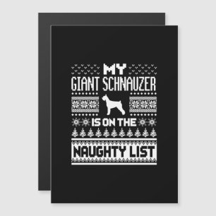 giant schnauzer on naughty list dog ugly christmas magnetic invitation