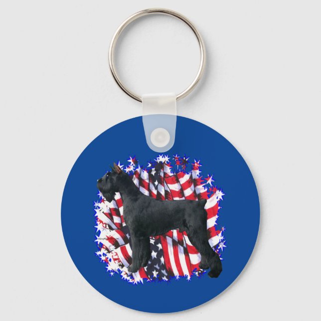 Giant Schnauzer Patriot Key Ring (Front)