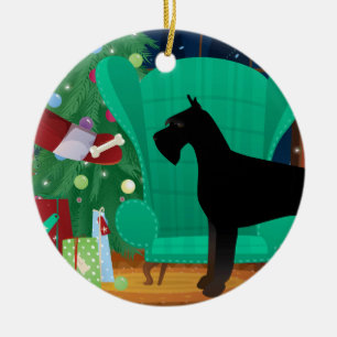 Giant Schnauzer Santa's Christmas Gift Ceramic Ornament