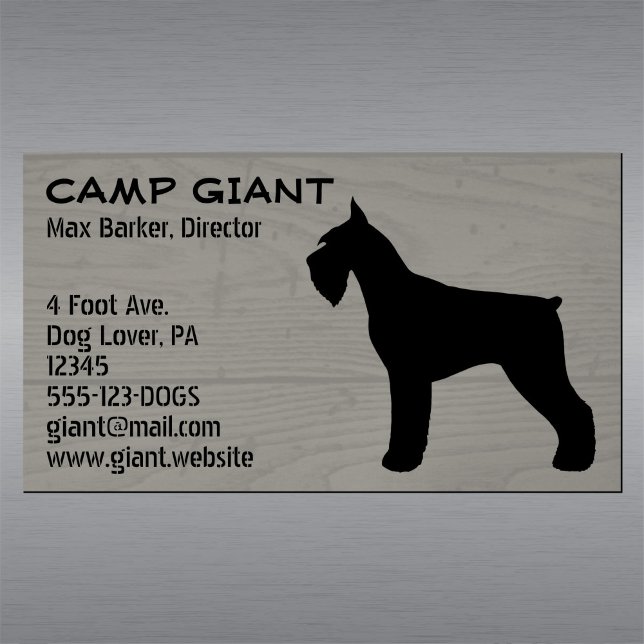 Giant Schnauzer Silhouette | Faux Wood Style Magnetic Business Card (Creator Uploaded)