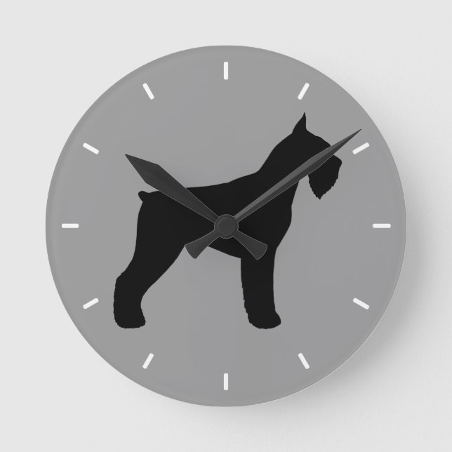 Giant Schnauzer Silhouette Round Clock (Front)