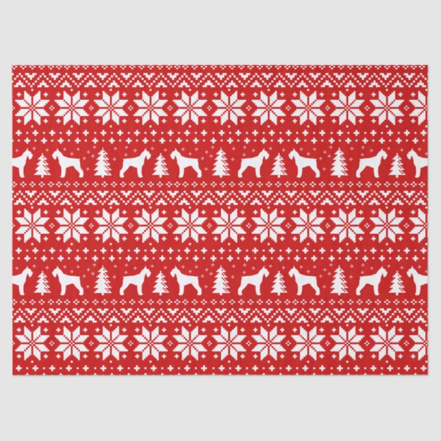 Giant Schnauzer Silhouettes Christmas Pattern Red Tissue Paper (Front)