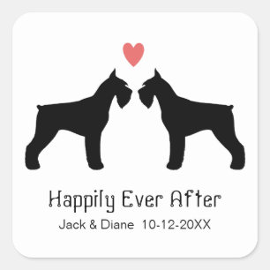 Giant Schnauzer Silhouettes with Custom Text Square Sticker