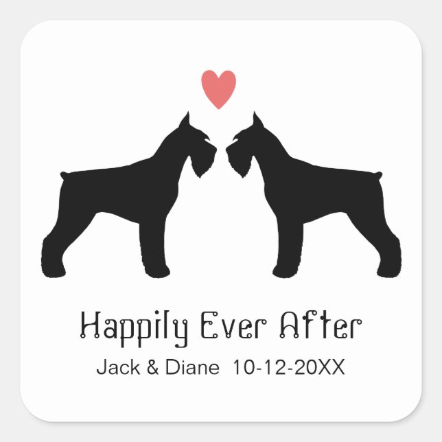 Giant Schnauzer Silhouettes with Custom Text Square Sticker (Front)