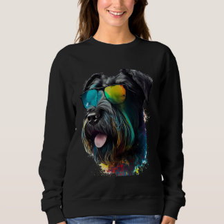 Giant schnauzer walking dog fans party sunglasses sweatshirt
