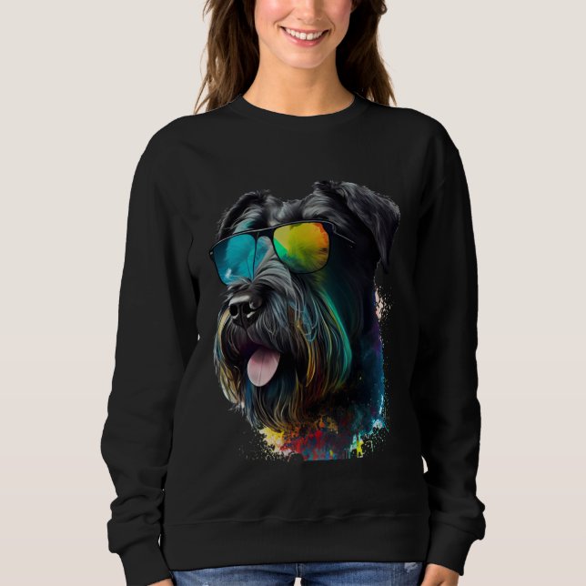 Giant schnauzer walking dog fans party sunglasses sweatshirt (Front)