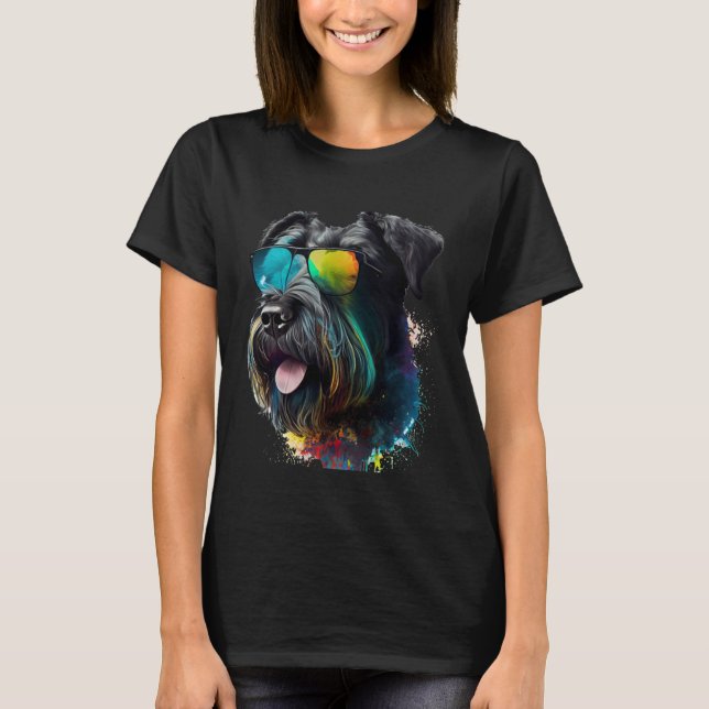 Giant schnauzer walking dog fans party sunglasses T-Shirt (Front)
