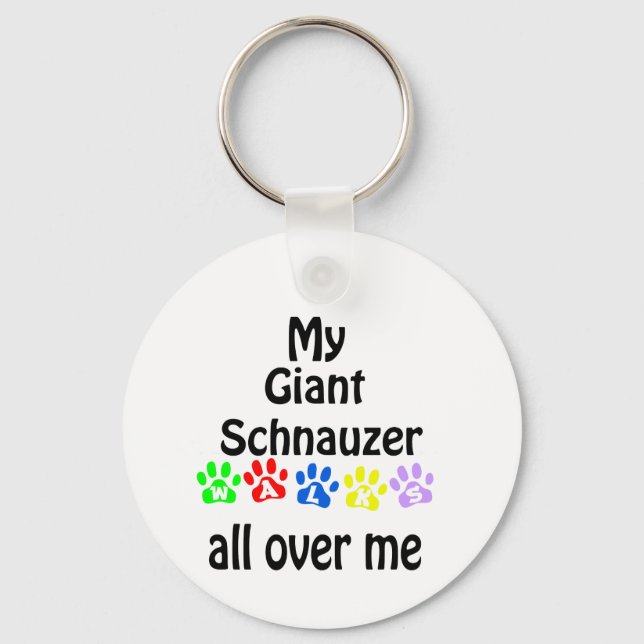 Giant Schnauzer Walks Design Key Ring (Front)