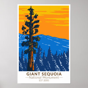 Giant Sequoia National Monument California Vintage Poster