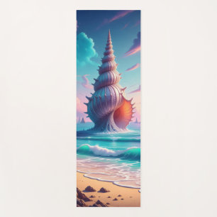 giant shell building beach water ocean yoga mat