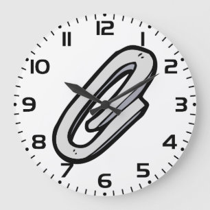 Giant Silver Paperclip Office and Stationery Large Clock