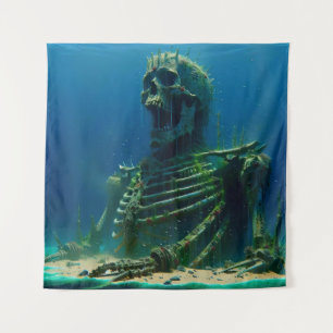 Giant Skeleton Covered in Algae and Glass Tapestry