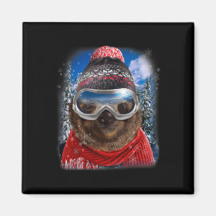 Giant Sloth In Winter Ski  Magnet