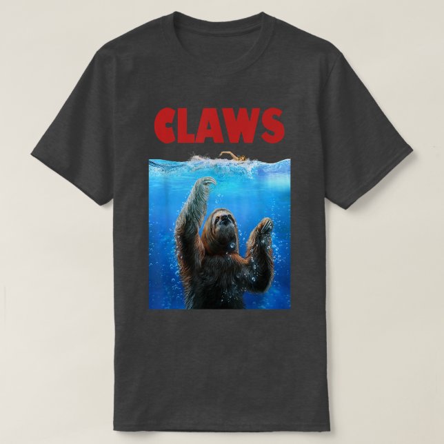 Giant Sloth Terrorising Swimmer, Beware of Claws  T-Shirt (Design Front)