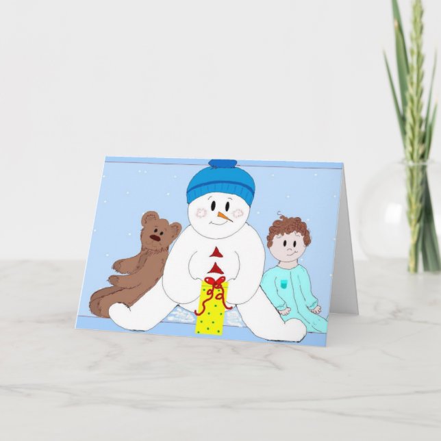 Giant Snowman and Friends Holiday Card (Front)