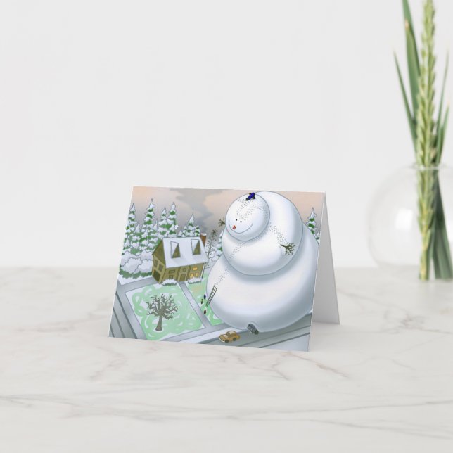 Giant Snowman Note Card (Blank Inside) (Front)