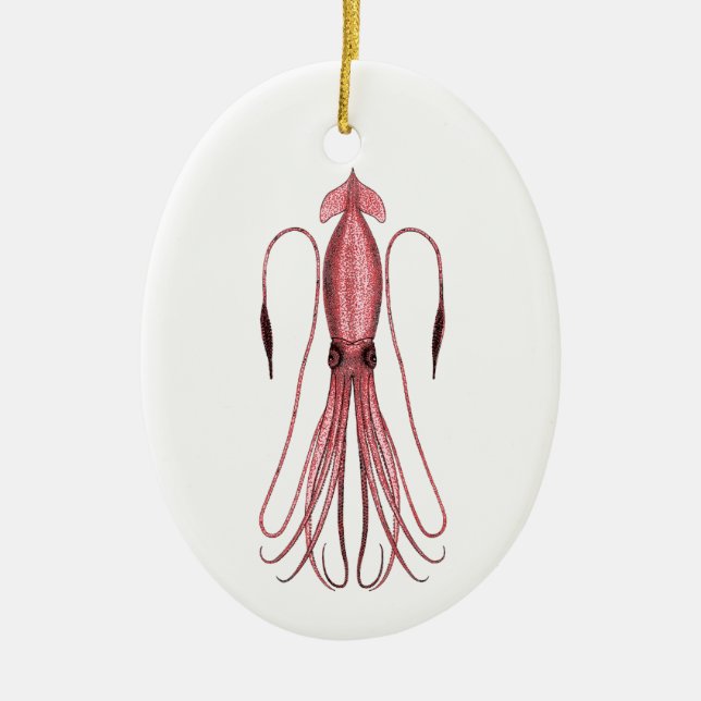 Giant Squid (colour illustration) Ceramic Ornament (Front)
