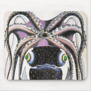 Giant Squid or Octopus, Vintage Marine Life Animal Mouse Pad