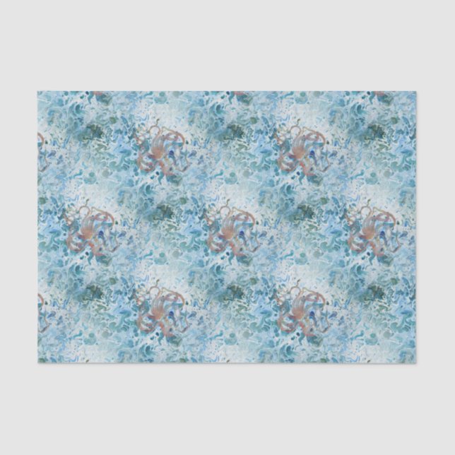 Giant Squid Sea Octopus Painting Tissue Paper (Front)