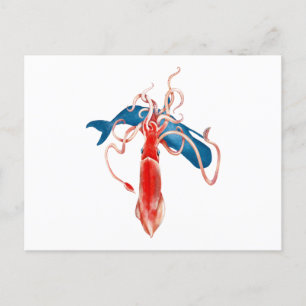 Giant Squid vs. Whale Postcard