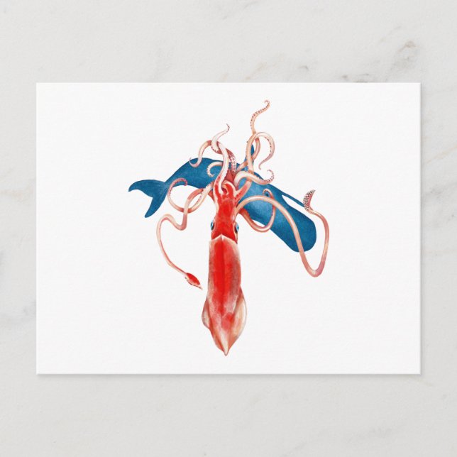 Giant Squid vs. Whale Postcard (Front)