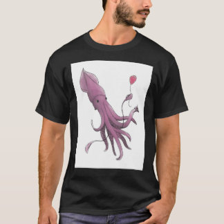 Giant Squid with Cake and Balloon T-Shirt
