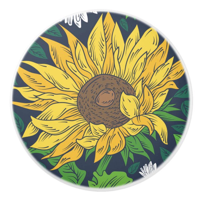 Giant Sunflower Art Ceramic Knob (Front)