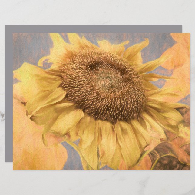 Giant Sunflower Country Yellow Grey Decoupage Art (Front/Back)