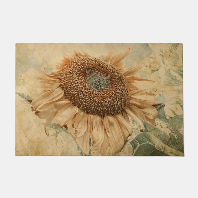 Giant Sunflowers Old Vintage Yellow Art Doormat (Front)