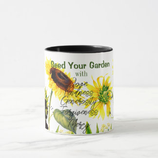 Giant Sunflowers Script Words Pillar Candle Mug