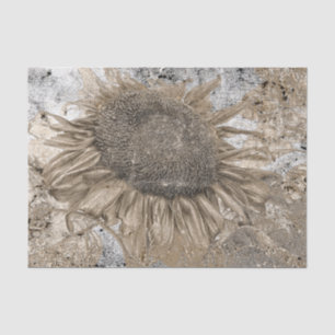 Giant Sunflowers Vintage Gold Grey Decoupage Art Tissue Paper