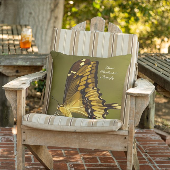 Giant Swallowtail Butterfly Outdoor Throw Pillow (Chair)