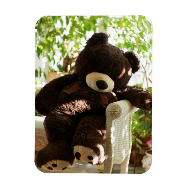 Giant Teddy Bear Relaxing in Paradise Magnet (Vertical)