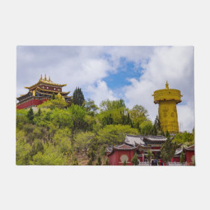 Giant tibetan prayer wheel in Shangri-la - Yunnan  Doormat