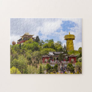 Giant tibetan prayer wheel in Shangri-la - Yunnan Jigsaw Puzzle